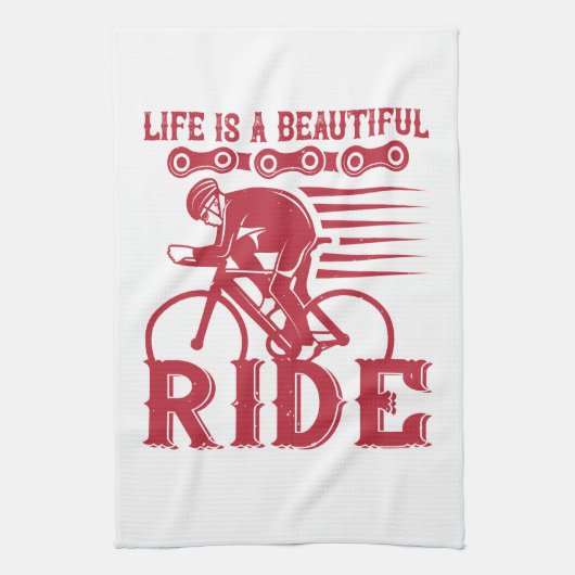 Bicycle - Life is a beautiful ride Theedoek (Verticaal)