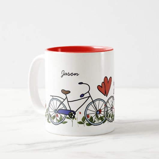 Bicycle Lover Couples Coffee Mok (Voorkant links)