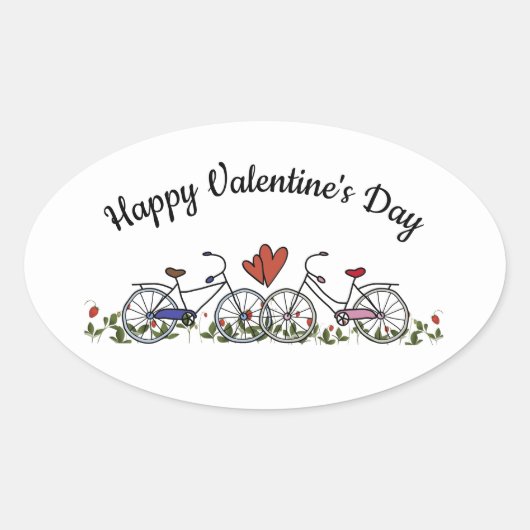 Bicycle Lovers Valentijn Ovale Sticker (Voorkant)