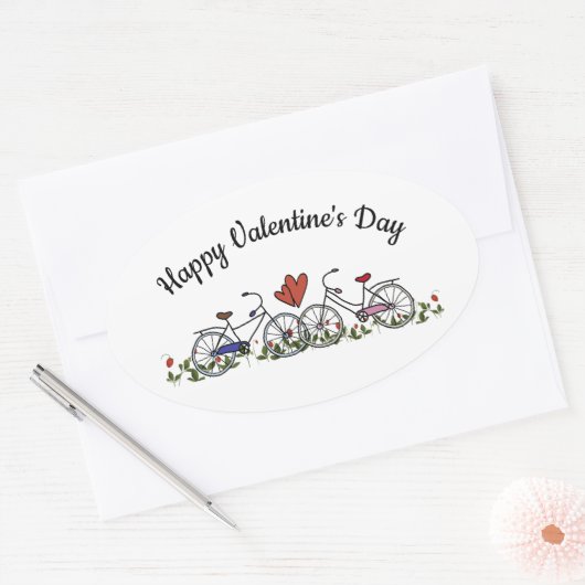 Bicycle Lovers Valentijn Ovale Sticker (Envelop)