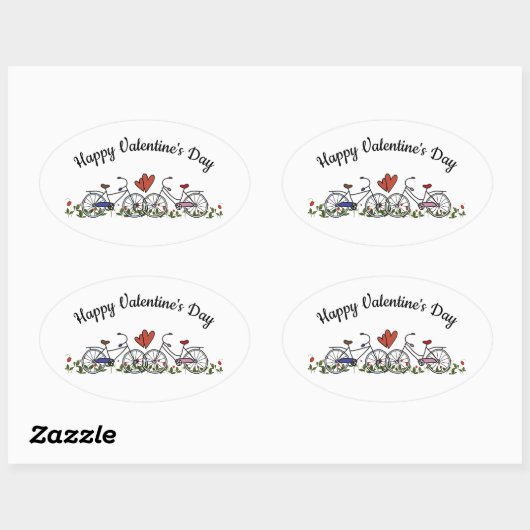 Bicycle Lovers Valentijn Ovale Sticker (Vel)