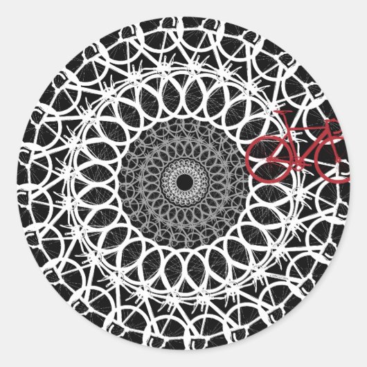 Bicycle Mandala volgen Ronde Sticker (Voorkant)