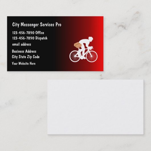 Bicycle Messenger Service Modern Visitekaartjes (Voorkant / Achterkant)