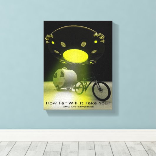 Bicycle Mini Camper Mark II Design UFO Promo 2 Canvas Afdruk (Insitu (Houten vloer))