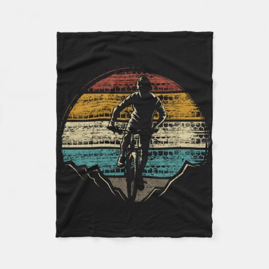 Bicycle Mtb Mountain Bike Downhill Biking Retro  Fleece Deken (Voorkant)