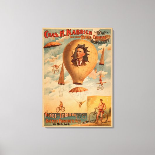 Bicycle Parachute-act in het middenluchttheater Canvas Afdruk (Voorkant)