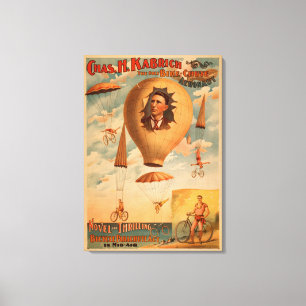 Bicycle Parachute-act in het middenluchttheater Canvas Afdruk