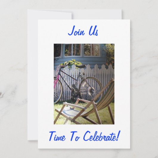 BICYCLE/PICKET FENCE "KOM AAN ONS" INVITATIE KAART (Voorkant)