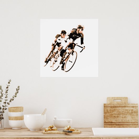 Bicycle Racers - Shadow Sepia Tones -2 Poster (Keuken)