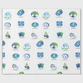 Bicycle Racing Icons Blue and Green Sport Cadeaupapier (Vlak)