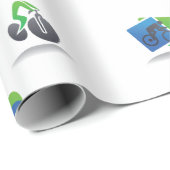 Bicycle Racing Icons Blue and Green Sport Cadeaupapier (Rol Hoek)