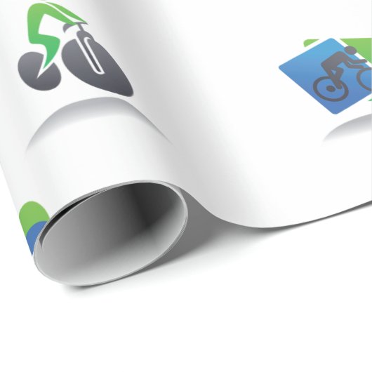 Bicycle Racing Icons Blue and Green Sport Cadeaupapier (Rol Hoek)