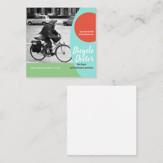 BICYCLE REPAIR Square, 2,5 x 2,5-inch Visitekaartj Vierkante Visitekaartje (Voorkant / Achterkant)