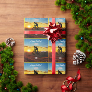 Bicycle Rider Birthday Gift Wrap elke kleur HAMbyW Cadeaupapier