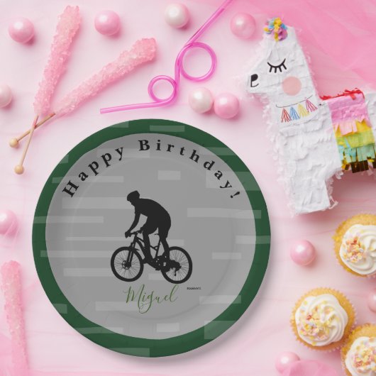 Bicycle Rider Happy Birthday Paper Bord. Papieren Bordje (Feest)