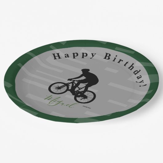 Bicycle Rider Happy Birthday Paper Bord. Papieren Bordje (Gekanteld)