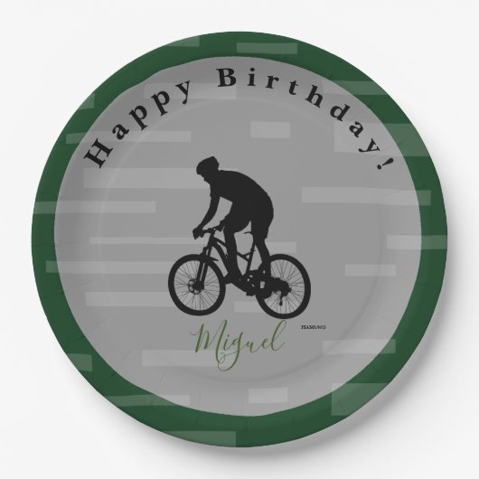 Bicycle Rider Happy Birthday Paper Bord. Papieren Bordje (Voorkant)