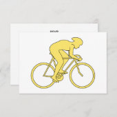 Bicycle Rider in Geel. RSVP Kaartje (Voorkant / Achterkant)