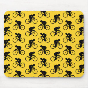 Bicycle Rider Pattern Geel en zwart. Muismat