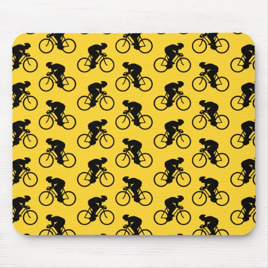 Bicycle Rider Pattern Geel en zwart. Muismat (Voorkant)