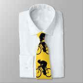 Bicycle Rider Pattern Geel en zwart. Stropdas (Gebonden)