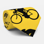 Bicycle Rider Pattern Geel en zwart. Stropdas (Opgerold)