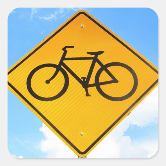 Bicycle Road Sign Vierkante Sticker (Voorkant)