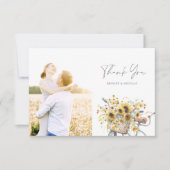 Bicycle Rustic Sunflower Waterverf Weddenfoto Bedankkaart (Voorkant)