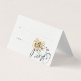 Bicycle Rustic Sunflower Waterverf Weddenfoto Kaart