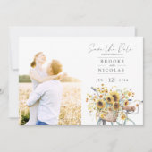 Bicycle Rustic Sunflower Waterverf Weddenfoto Save The Date (Voorkant)