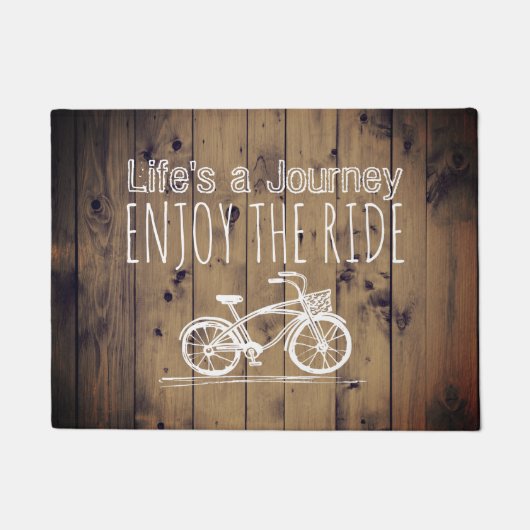 Bicycle Rustic Wood Boho Life is een reis Deurmat (Voorkant)