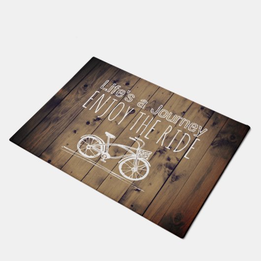  Bicycle Rustic Wood Boho Life is een reis Deurmat (Schuin)