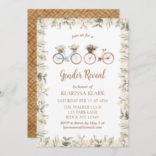  Bicycle Schattige Gender Reveal Kaart (Voorkant / Achterkant)
