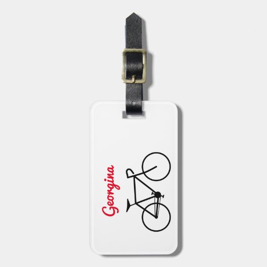 Bicycle Silhouette & Name Bagagelabel (Voorkant verticaal)