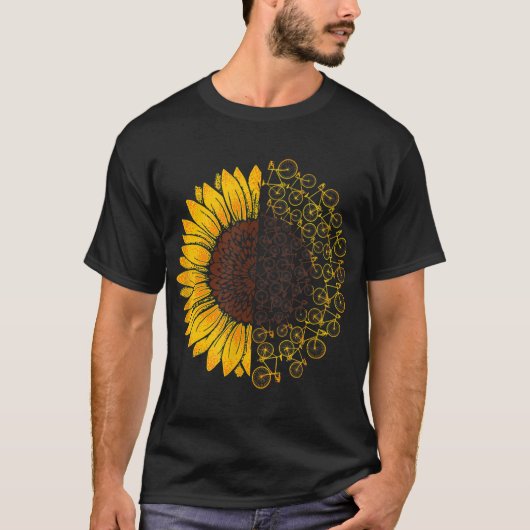 Bicycle Sunflower Bike Lover Biking Cycle Gift T-shirt (Voorkant)