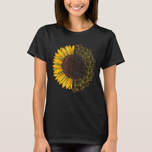 Bicycle Sunflower Tee Shirt Bike Lover gift (Voorkant)