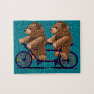 Bicycle Tandem Teddy Bear Print Legpuzzel