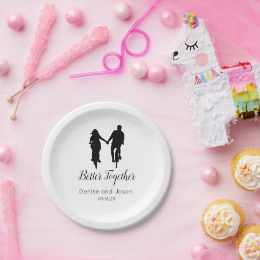 Bicycle Theme Better Together Trouwpapier Bord (Feest)