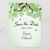 Bicycle Theme Weddenschap Save the Date Mint (Voorkant / Achterkant)