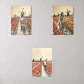 Bicycle through Tulip Fields – Dutch Countryside  Muurkunst Sets (Voorkant)