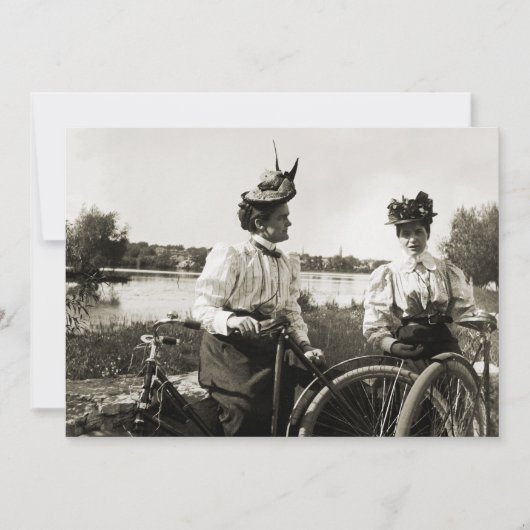 Bicycle Trip Invitation Woman Victoriaans tijdperk Kaart (Voorkant)