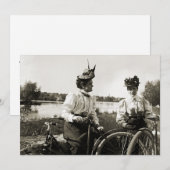 Bicycle Trip Invitation Woman Victoriaans tijdperk Kaart (Voorkant / Achterkant)