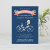 Bicycle Vrijgezellenfeest Navy Blue Coral Pink Kaart (Staand voorkant)