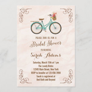 Bicycle Waterverf Bridal Shower Kaart