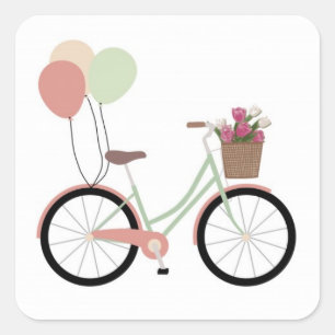 * BICYCLE WITH BALLOONS * STICKER