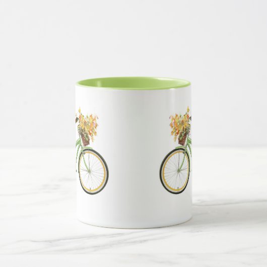 Bicycle With Bird and Flower Basket Green Yellow Mok (Midden)