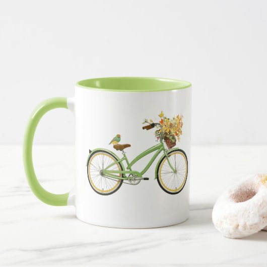 Bicycle With Bird and Flower Basket Green Yellow Mok (Met donut)