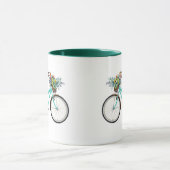 Bicycle With Bird and Flower Basket Turquoise Blue Mok (Midden)