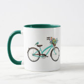 Bicycle With Bird and Flower Basket Turquoise Blue Mok (Links)