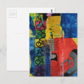 Bicycles and Trucks mixed media collage Briefkaart (Voorkant / Achterkant)